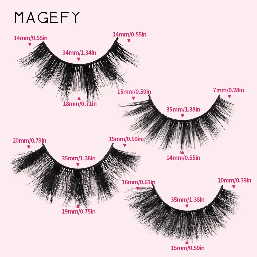 MAGEFY 20 Pairs False Eyelashes Mixed Style Curling Fluffy Reusable Portable Individual Packing Faux Lash Extension Beauty Salon