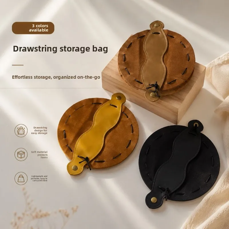 Leather Square Dice Storage Pouch Drawstring Bag Protective Case for RPG DND Board Game Coins Jewelry Tray