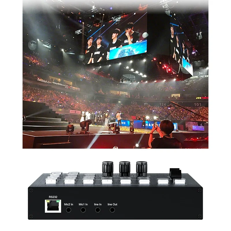 Mini 4 CH HDMI Video Multi Camera Switcher for Live Broadcast Streaming Production Video Mixer Switch Station with Type C Record