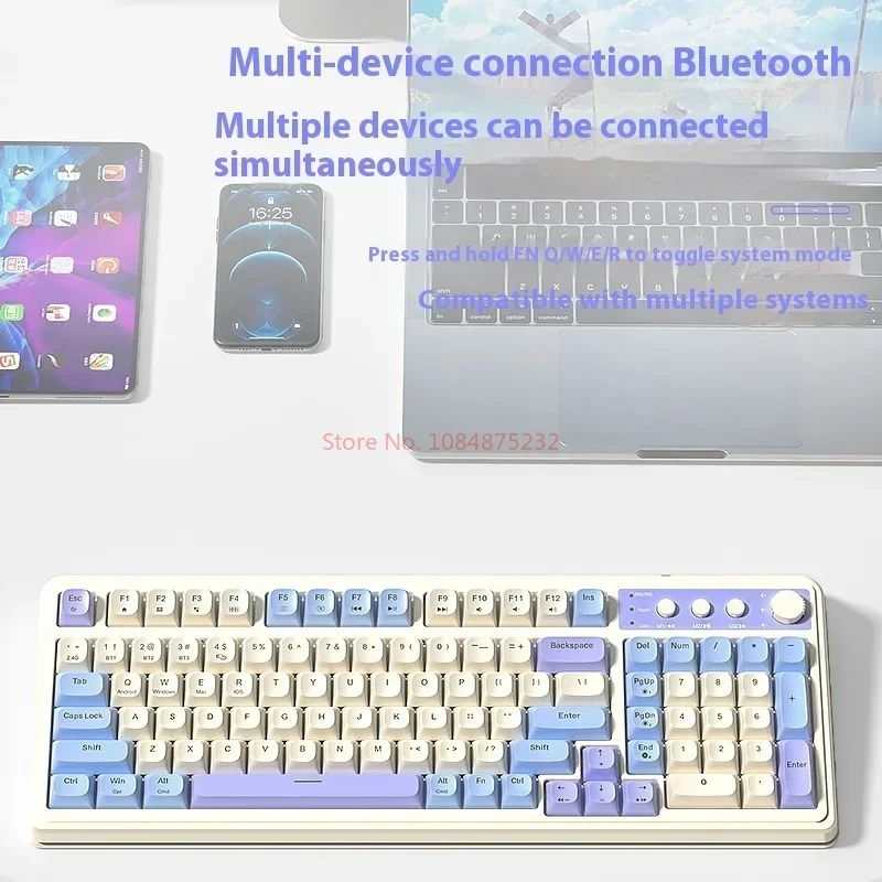 Imagem -06 - Alua-spider S99 Conexão sem Fio Bluetooth Teclado Filme de Silicone Ergonômico Três Modos Jogo Escritório