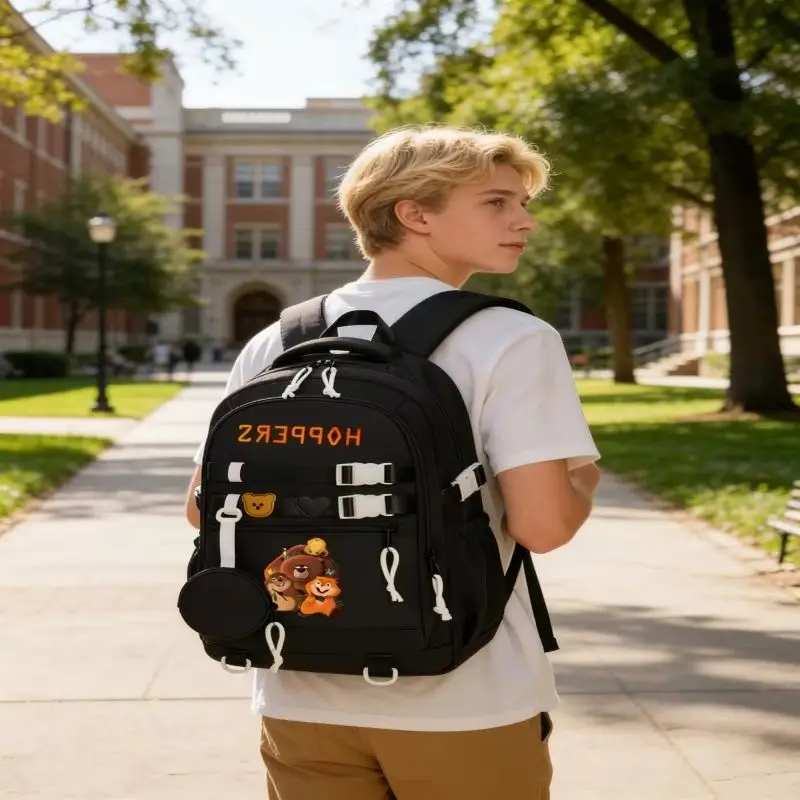 

Creative Large Capacity Capybara Backpack Nylon Hoppers Students Schoolbag Multi-layer Multipurpose Book Bags