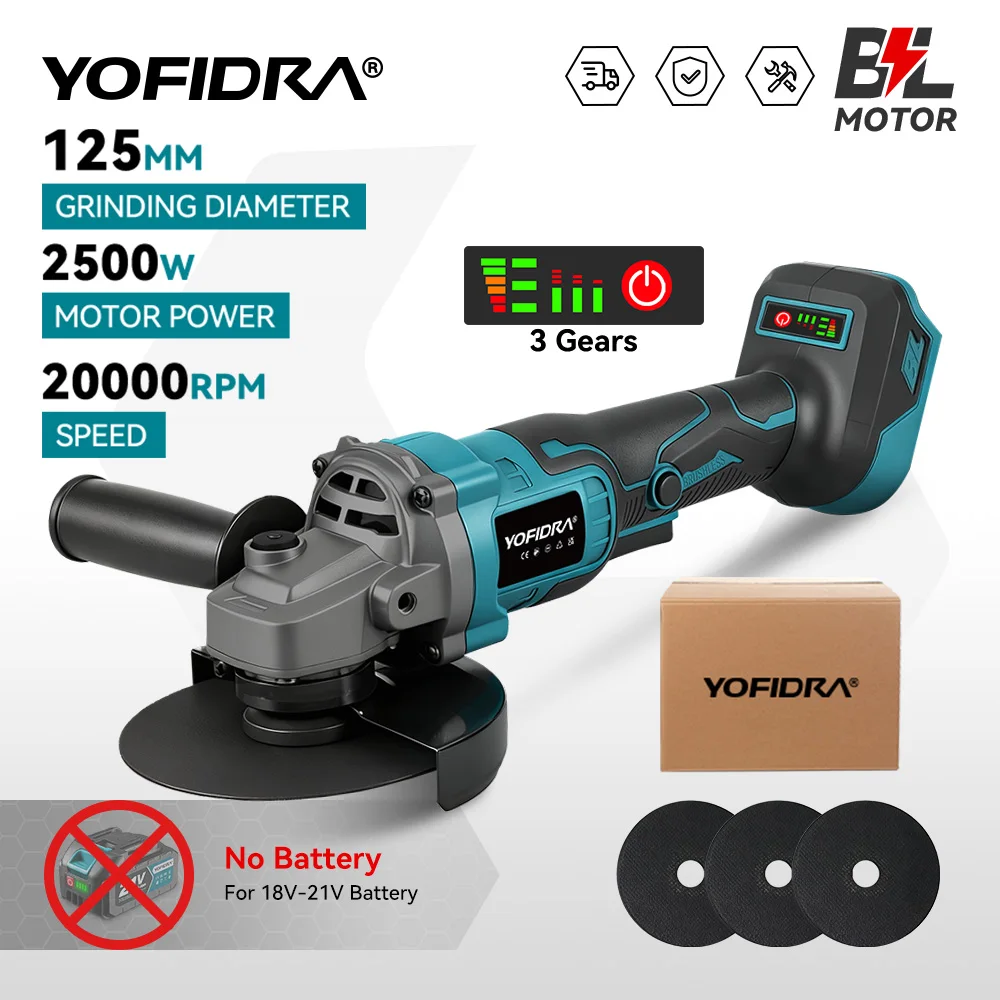�y�Z�[�����zYOFIDRA 125MM 20000RPM �u���V���X�d���A���O���O���C���_�[ �R�[�h���X�����ؒf�@ �}�L�^18V�o�b�e���[�s���Ή� �d���H��