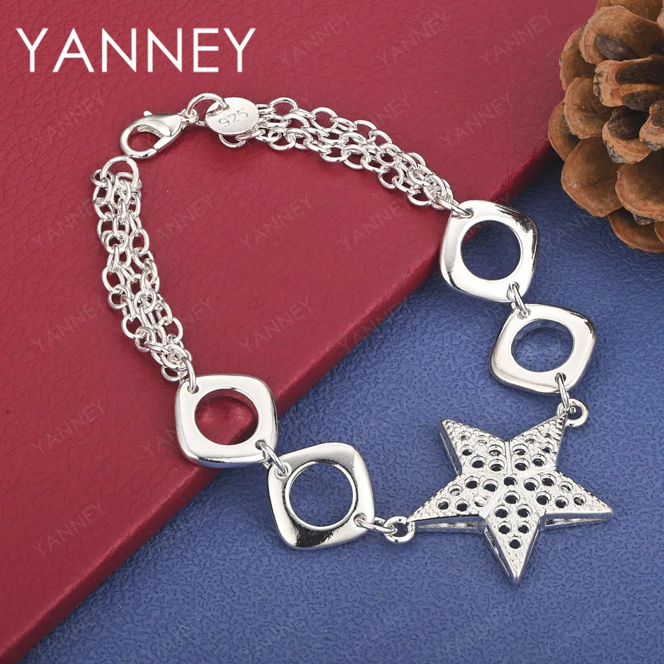 

925 Sterling Silver 8 Inch Exquisite Luxury Star Bracelet Women Fashion Party Gift Engagement Jewelry Wedding