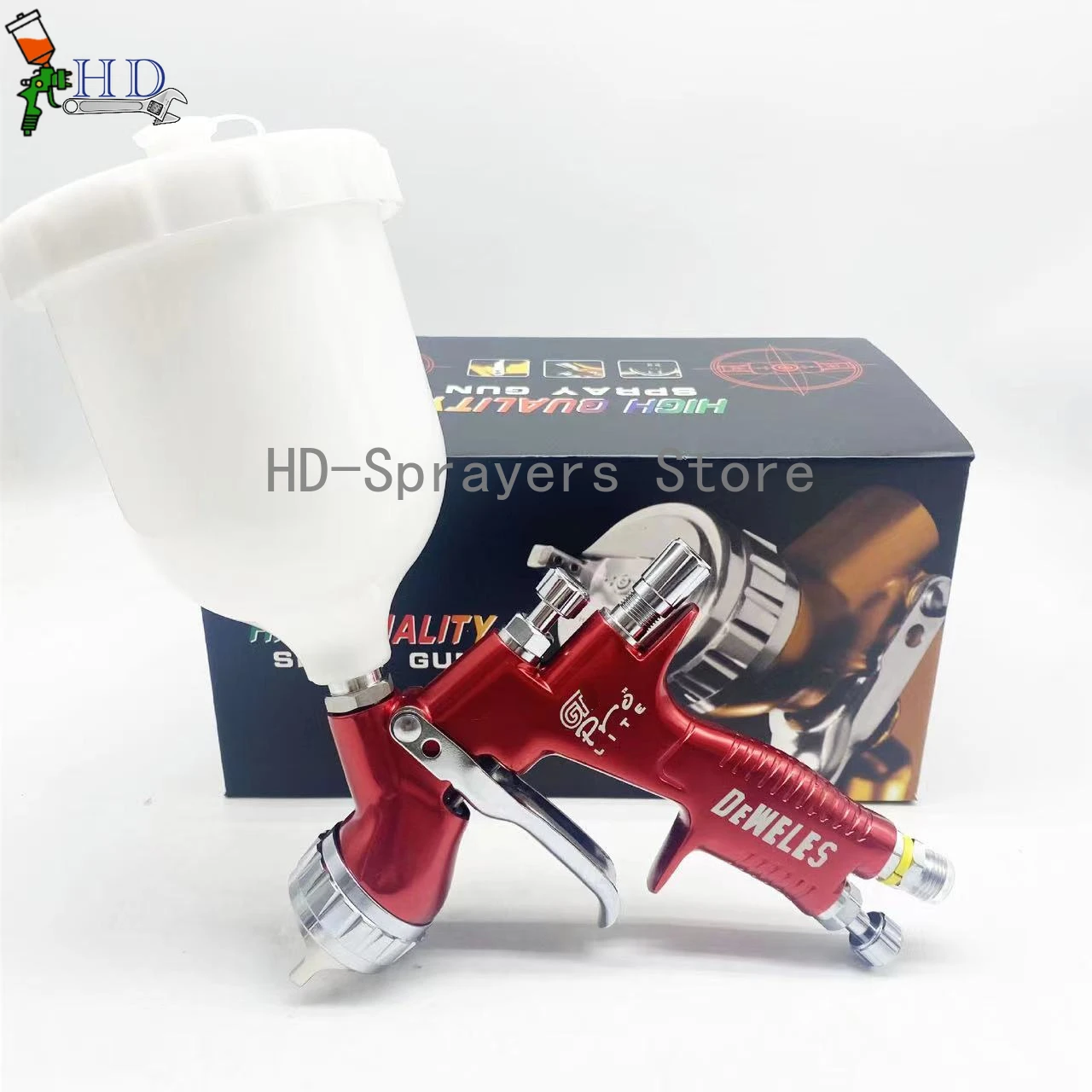 

Red HVLP Paint Spray Gun Gravity Spray Gun 1.3mm With 600ml Paint Tank For Painting Car Aerograph Repair Spray Gun Air Tools