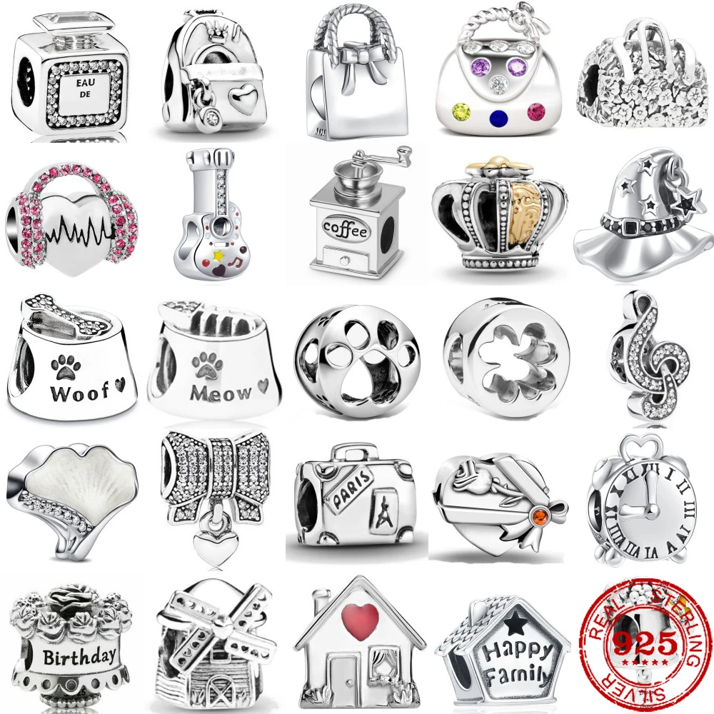 

New 925 Sterling Silver Backpack Perfume dog bone Pendant Charm Bead fit Original Pandora Bracelet Trinket DIY Women Jewelry