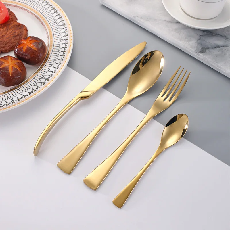 4pcs Black Cutlery Stainless Steel Fork Knife Dinnerware Set Western Tableware Set