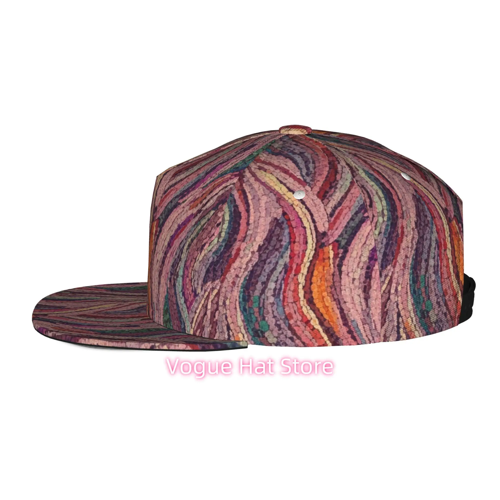 Men's and Women's Baseball Cap, Abstract Wave Pattern Adjustable Snap-on Brim, Flat-top Design - Suitable for Casual Outdoor Act