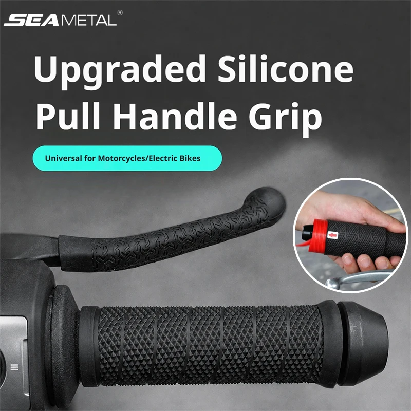 SEAMETAL Universal Silicone Motorcycle Handlebar Grip Covers Anti-Slip Shock-Absorbing Wear-Resistant Handle Sleeves Protector