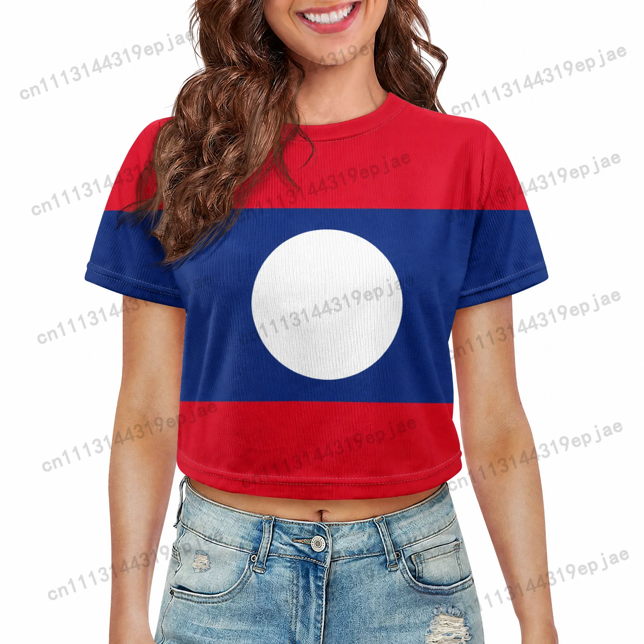 Liberia Latvia National Flag Eagle Print Crop Tops Women Short Sleeve O-neck Casual Streetwear Y2K Green Summer T-shirt