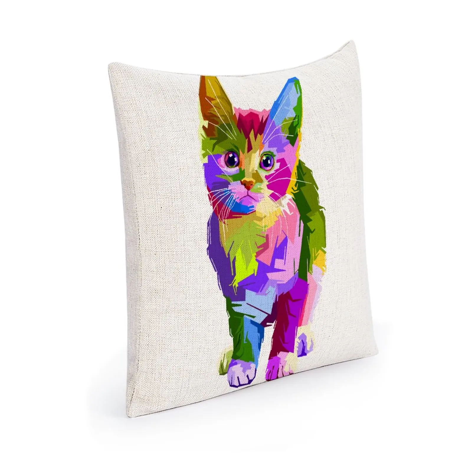 cotton-blend Double Sided fibre living room furniture inlaid cushion Decorative Scandinavian pillow cover sofa Colourful kittens