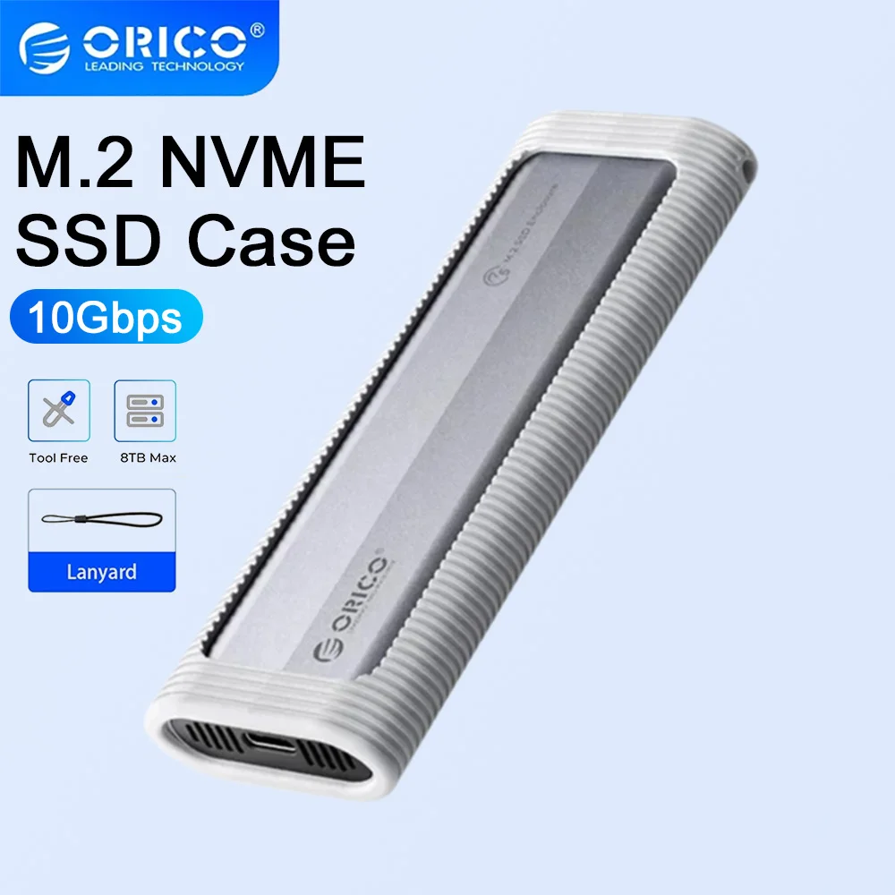 ORICO M2 SSD Case M.2 NVMe SSD Enclosure Adapter 10Gbps USB-C 3.2 Gen2 External Enclosure Support UASP 2280 SSD Aluminum Shell
