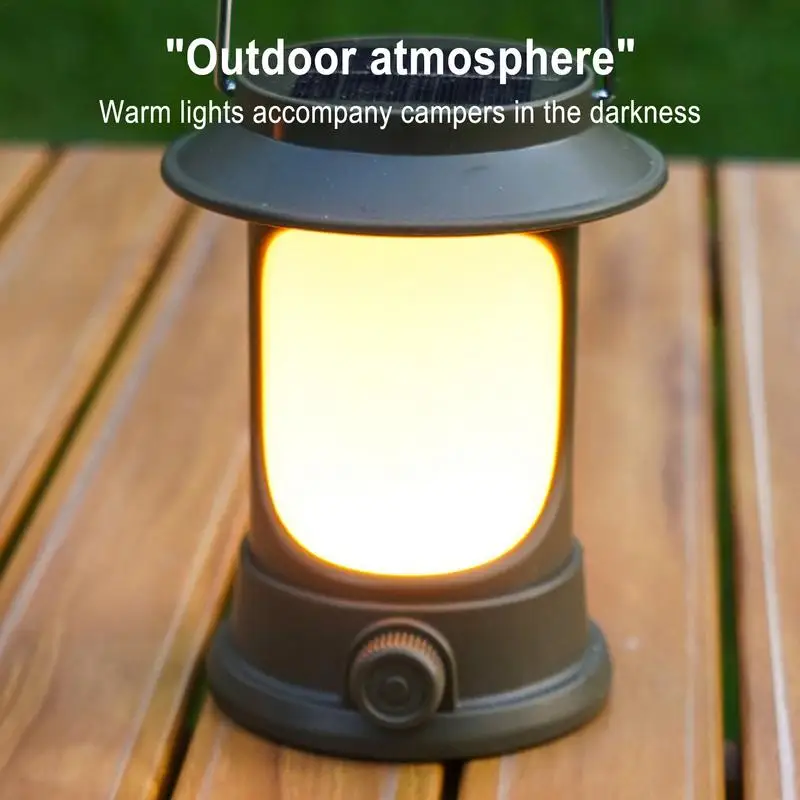 

Led Camping Lantern Solar Camping Lights Waterproof Lantern Dimmable Dangle Tent Lights 3 Light Modes Portable Lantern