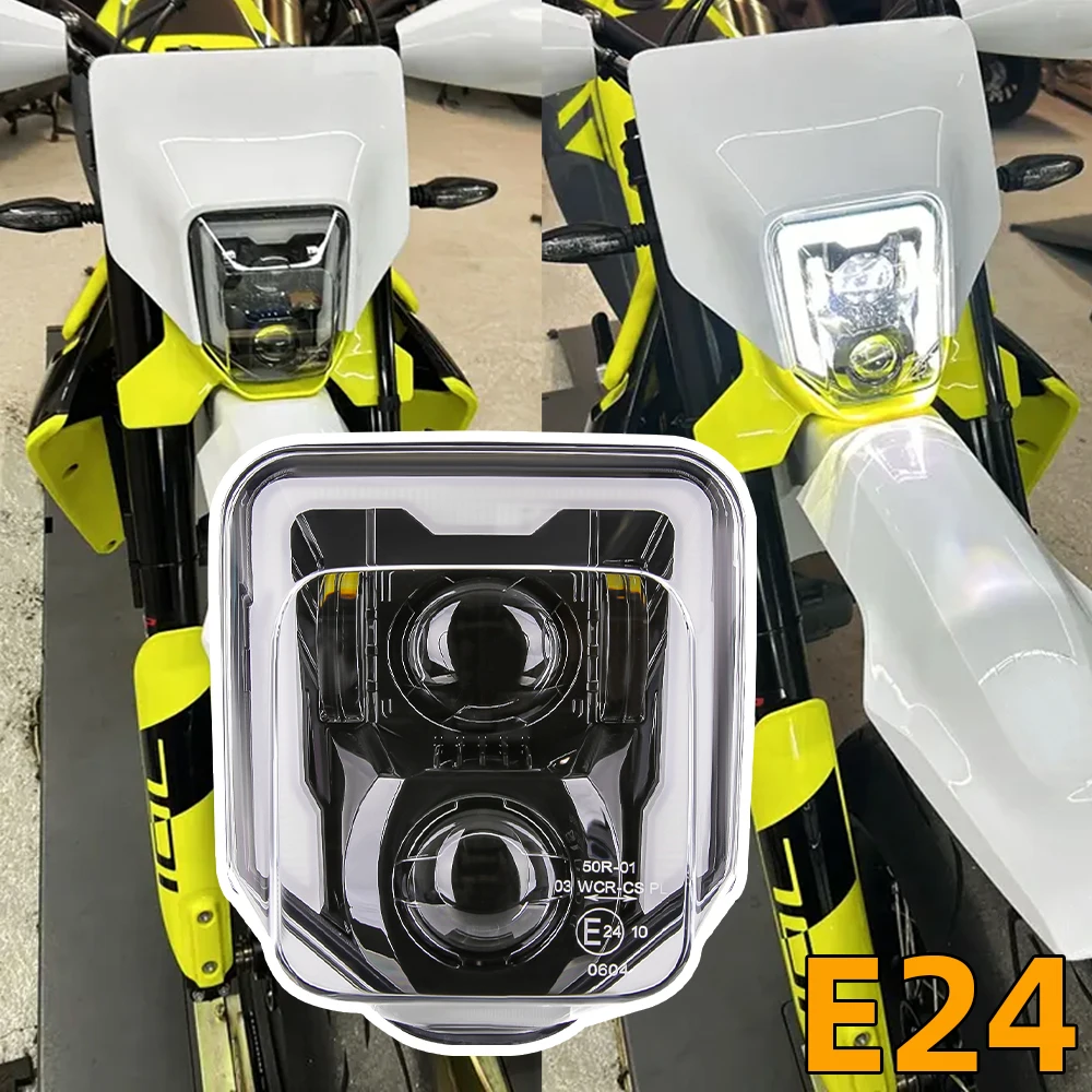 Faro LED E24 para Motocicleta Todoterreno Husqvarna FE 250 350 450 501 TE 150 250 300 2017-2023 701 Enduro Supermoto 2016-2024 TX125 17-19