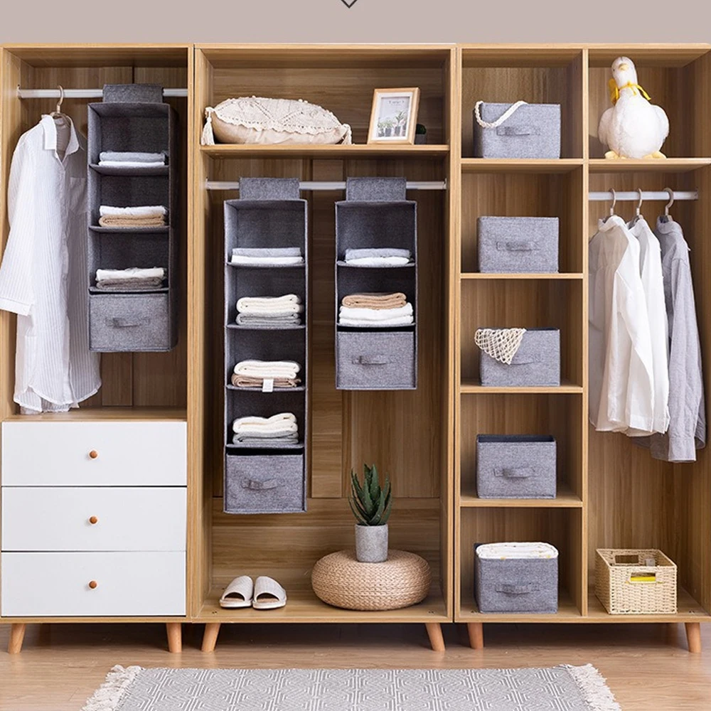 Guarda-roupa pendurado saco de armazenamento interlayer gaveta tipo organizador de roupas dobrável pendurado prateleiras de armazenamento armário organizador caixa