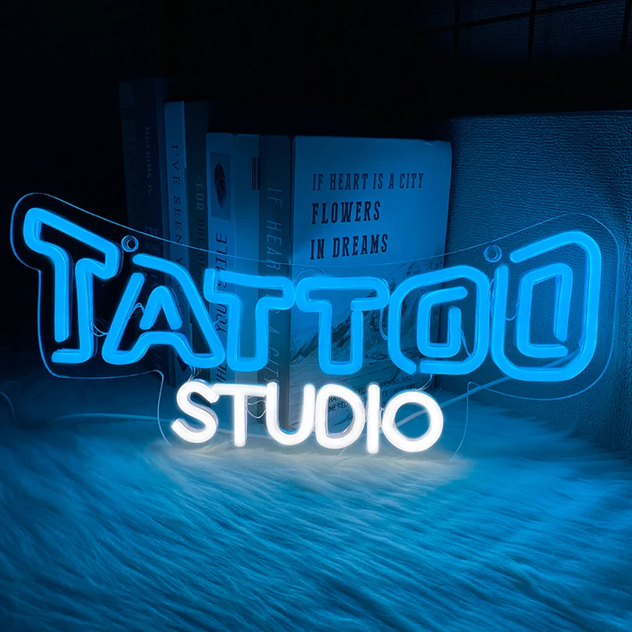 Tattoo Studio Neon Sign, Hand-Made Led Letter Lights, Usb Powered, Used For Tattoo Salons, Beer Bars, Garages, Man Caves Decor.