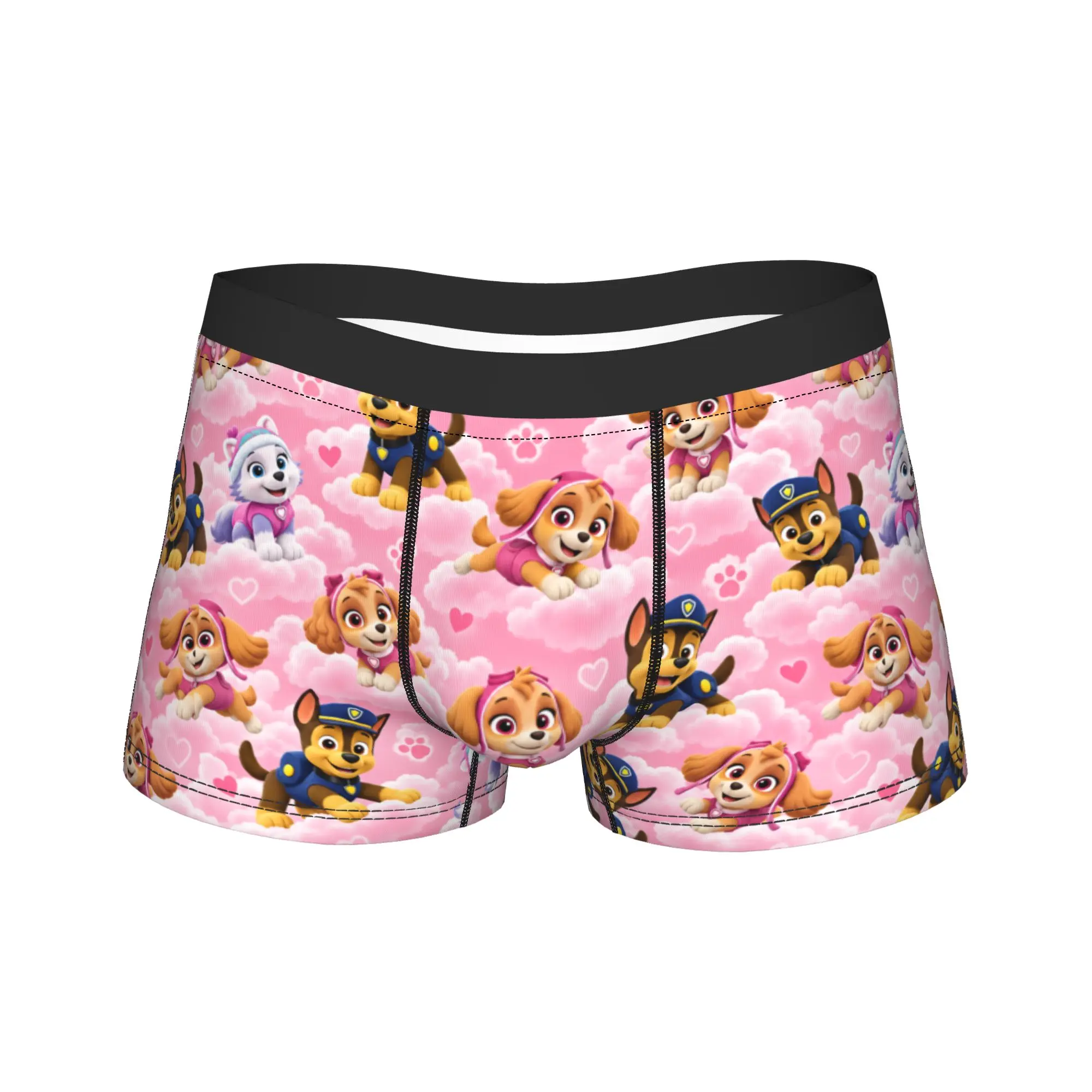 Paw Dogs Pink Cloud Heart Puppy Art Shorts Briefs  Underwear Trenky Male Classic Trunk Printing Large Size Underpants