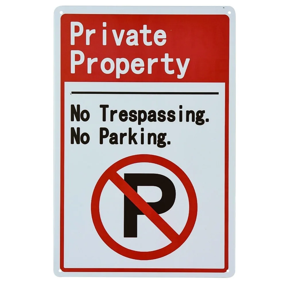 Private Property Sign, No Parking No Trespassing, 8x12 Rust Free Metal UV Printed, Easy to Mount-Metal Tin Signs, Home Kitchen W