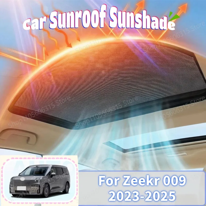 For Zeekr 009 Accessories 2023 2024 2025 Heat Insulation Sun Visor Electrostatic Adsorption Panoramic Sunroof Suede Sunshades