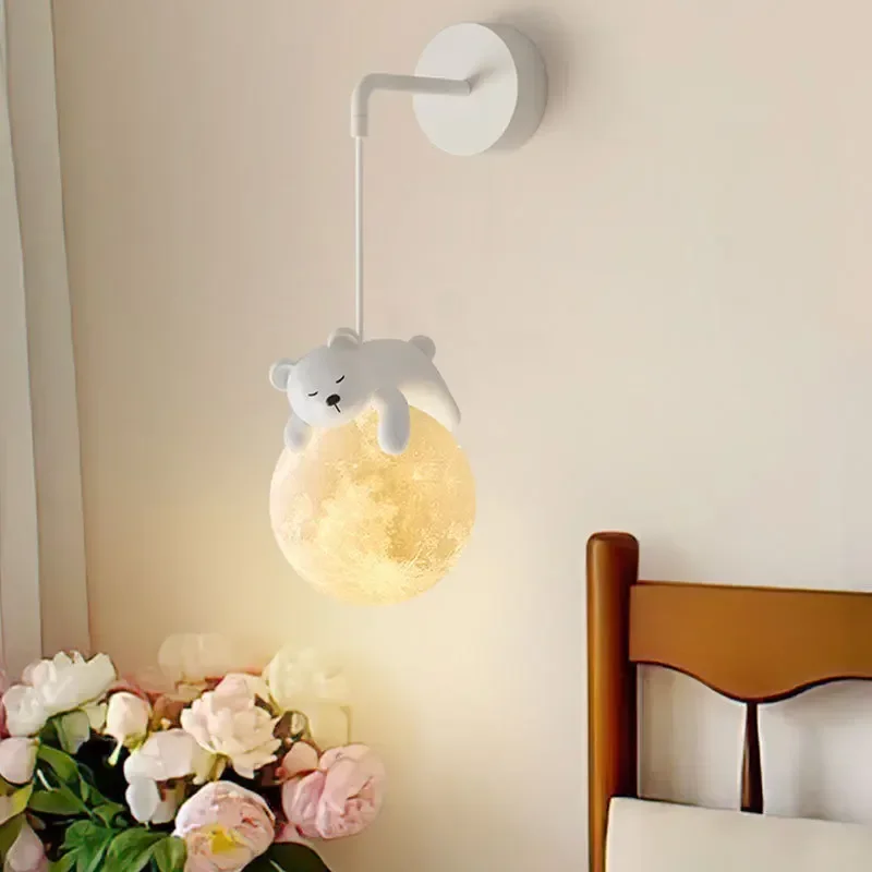 

Cute White Bear White Rabbit Lamp Children's Room Bedside Wall Lamps Nordic Simple Boy Girl Bedroom Baby Room Decor Wall Lights