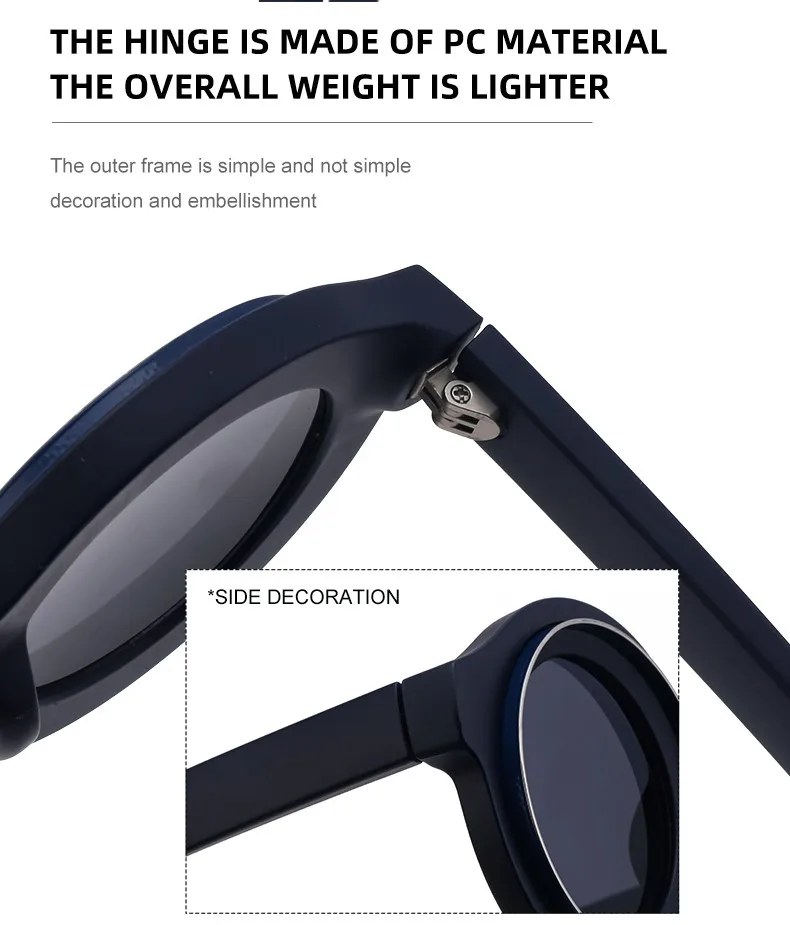 Punk runde Sonnenbrille Männer Luxusmarke Design Steampunk Sonnenbrille für männliche Sommer neue Mode kleine Rahmen Sonnenbrillen Brillen – Detail 7