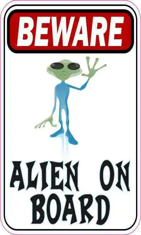 Beware Alien on Board Funny Sticker Decal Cool Aliens PVC Vinyl for Car Truck Window Door SUV Waterproof UV Resistant Novelty
