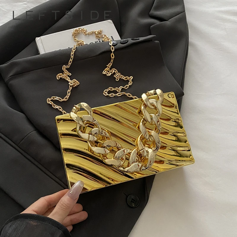 

LEFTSIDE Mini Gold Crossbody Bags for Women 2025 Y2K New Female Fashion Lady Chain Party Luxury Box Handbags and Purses