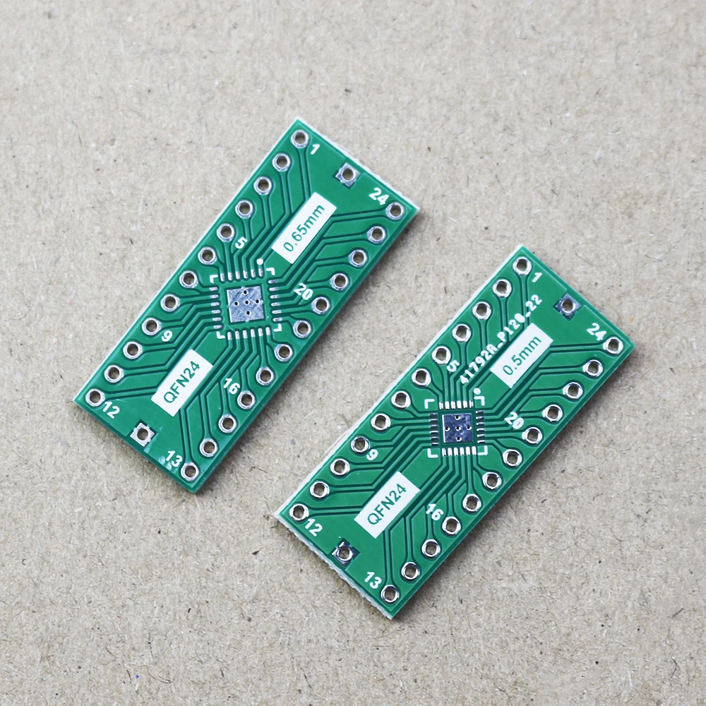 1Pce QFN24 gold/silver solder pad to SMT direct insertion adapter test board with a spacing of 0.5/0.65mm