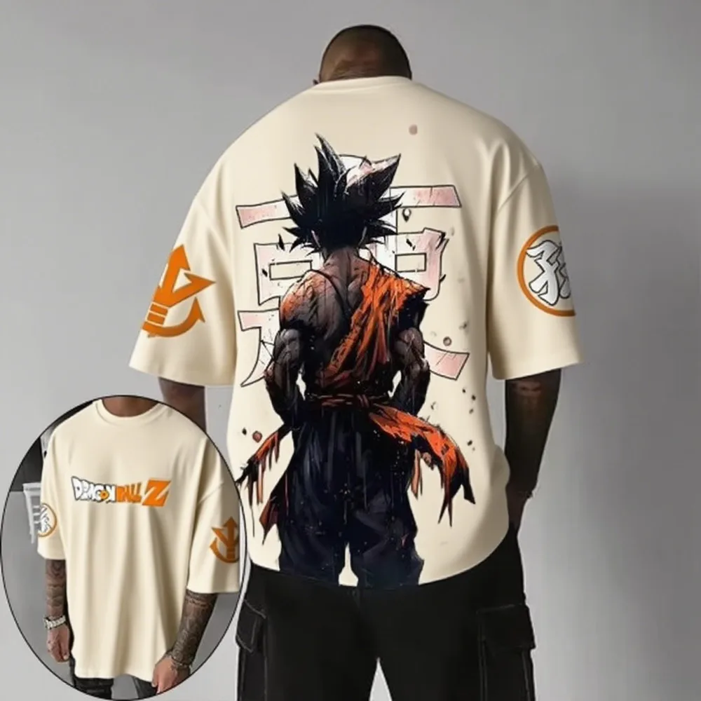 

Летняя мужская футболка Dragon Ball японского аниме Гоку Какарот, хлопок Y2K Harajuku для мальчиков, детская трендовая футболка для родителей и детей с коротким рукавом