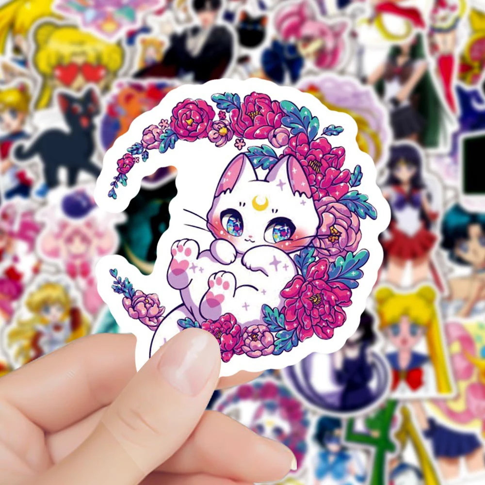 10/30/50PCS Kawaii Anime Sailor Moon Cartoon Graffiti Stickers Decorative Guitar Water Cup Suitcase PVC Aesthetic Decals Kid Toy