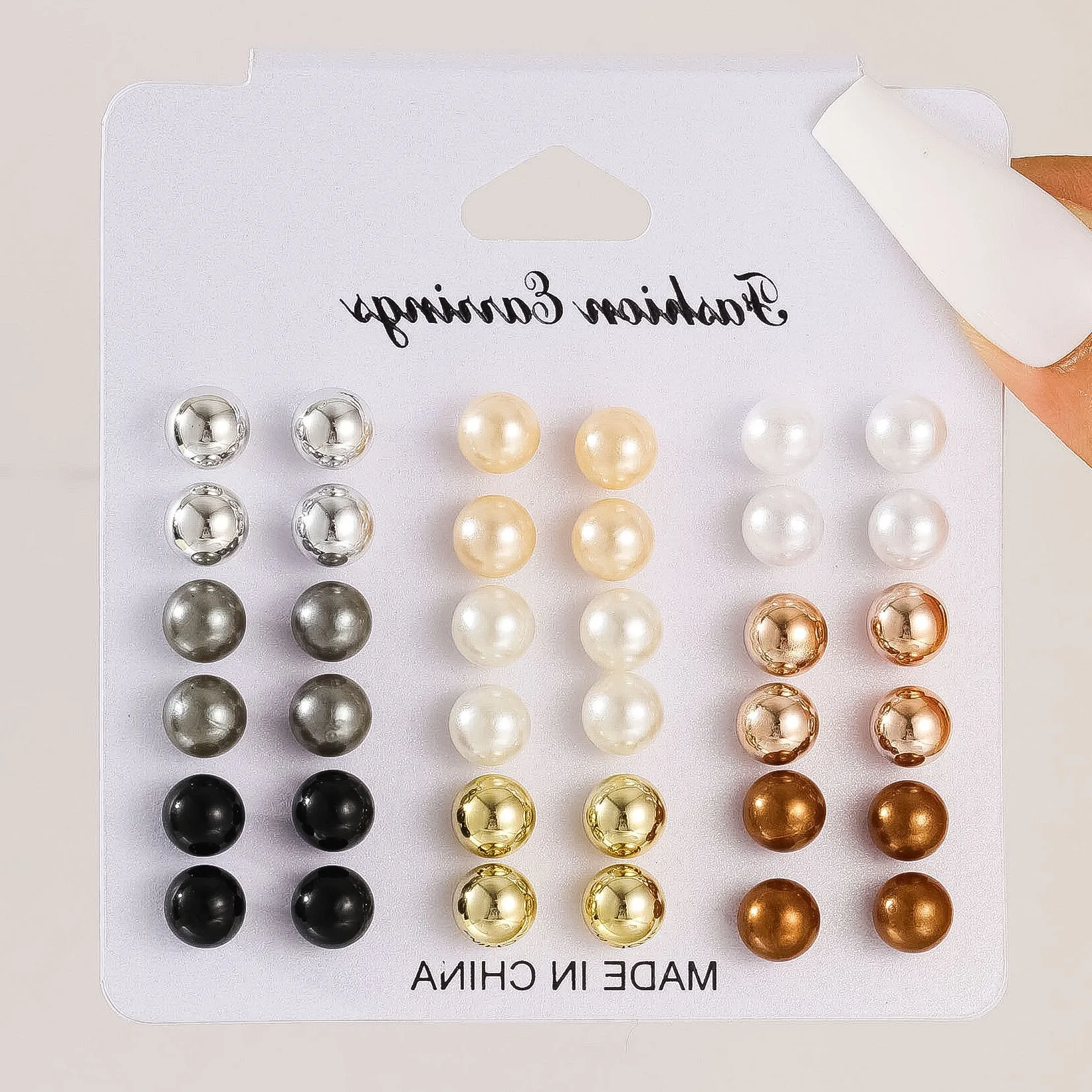 1Set Hot Selling Personalized Mixed Color Pearl Earring Set 18 Pairs, Wholesale of Fashionable and High-End Earrings for Women