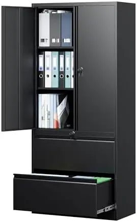 File Cabinet for Home Office, Metal Storage Cabinets with Adjust Shelves and Lock,2 Drawers Filing Cabinets-Hang