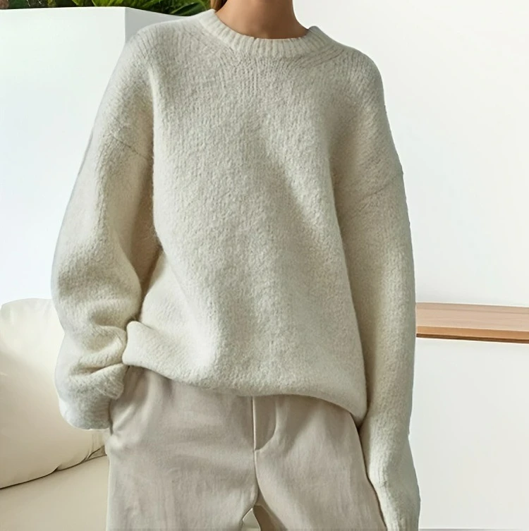 2025 가을 겨울 신상 니트 루즈 스웨터 두꺼운 캐주얼 패션 다용도 여성 라운드 넥 풀오버