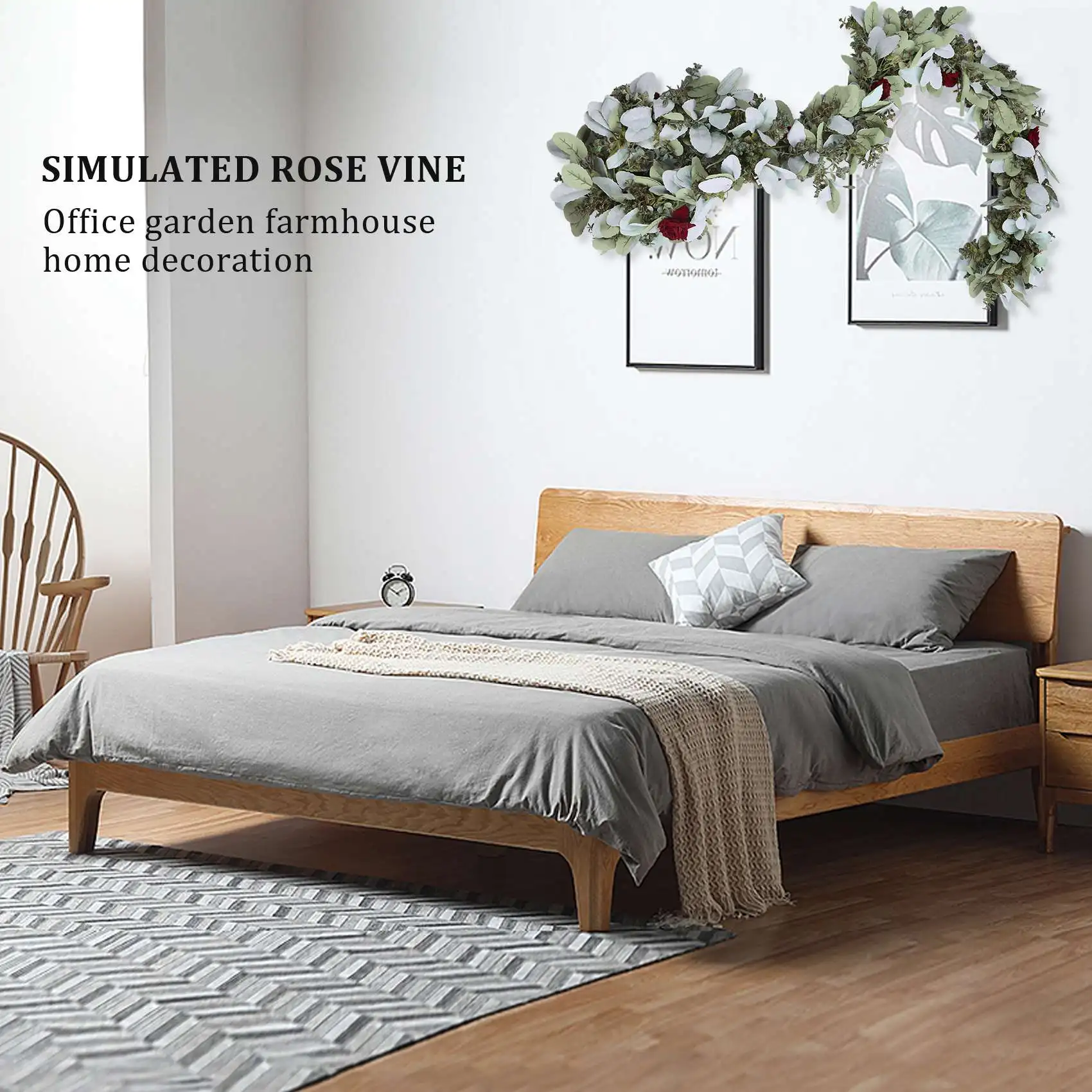 

【24H SALE】Artificial Rose Flower Vine Fake Vine Hanging Garland Ivy For Wall Wedding Arch Party Office Garden Farmhouse Home Dec