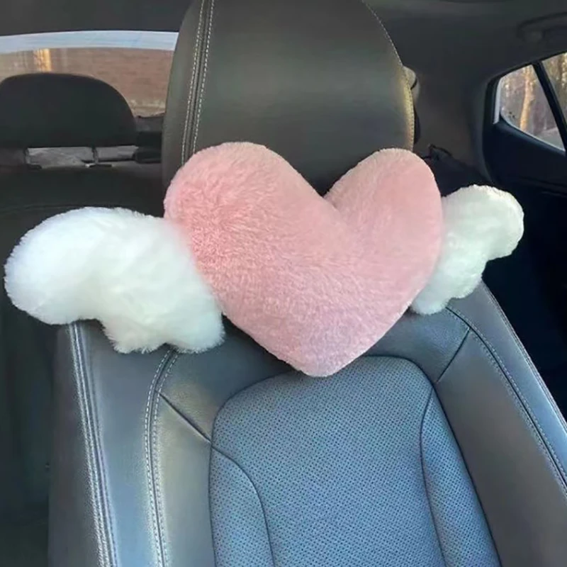 

Heart-Shaped Car Headrest Plush Love Neck Pillow Seat Universal Lumbar Pillow Support Accessories Back Car Cushion