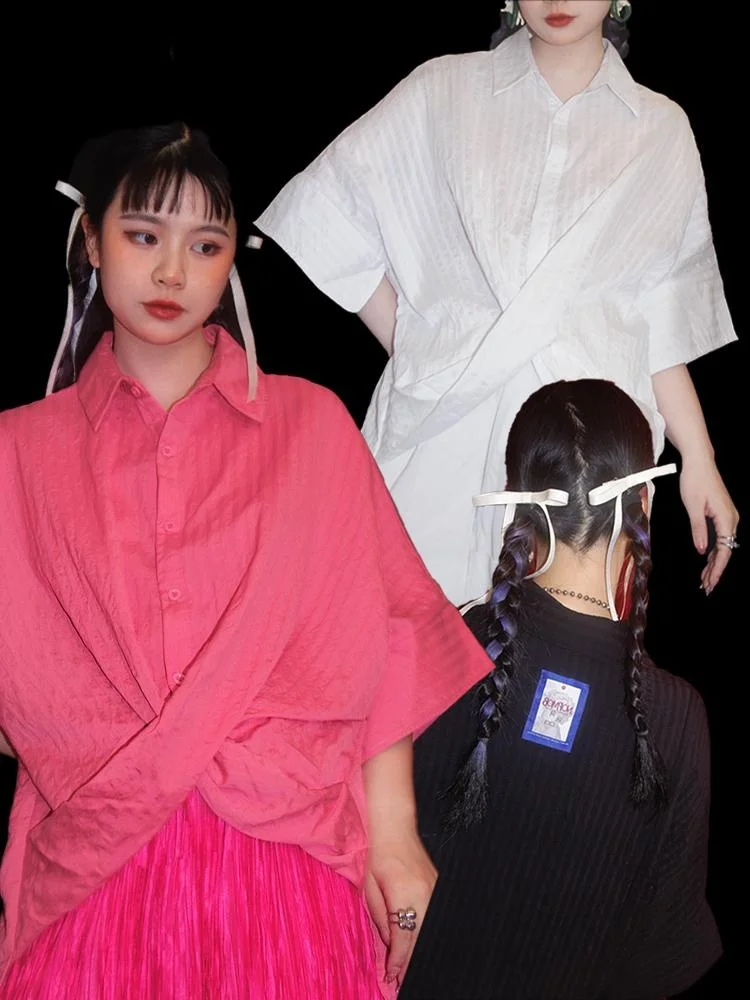 

Белая рубашка из чистого хлопка свободного кроя с коротким рукавом для женщин: премиум-класс, повседневная, деловая, офисная одежда