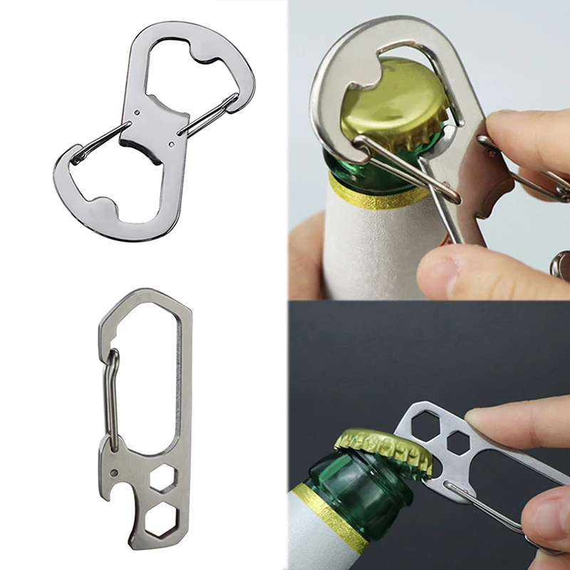 1Pc S Type Stainless Steel Carabiner Portable Mini Keychain Hook Anti-Theft Backpack Buckle Outdoor Camping Equipment