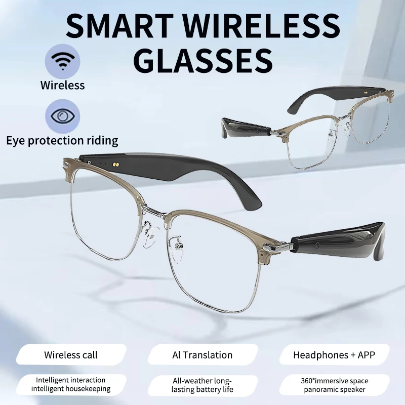 

LIGE AI Translation умные очки Bluetooth вызов прием музыкальной камеры УФ-защитные солнцезащитные очки с защитой от синего света для мужчин и женщин подарки