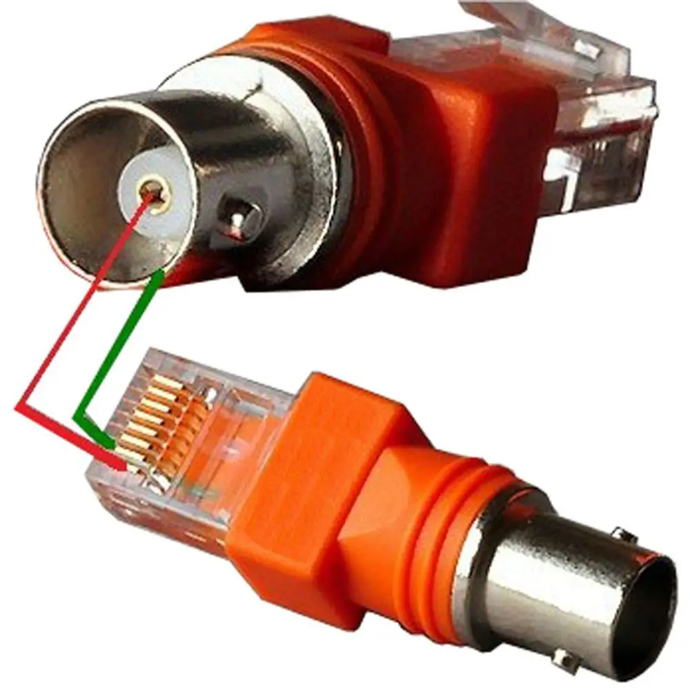 Durable Orange Barrel Coupler Cable Connector Coaxial Chassis Panel RJ45 To RF Connectors BNC Female To RJ45 Male Adapter