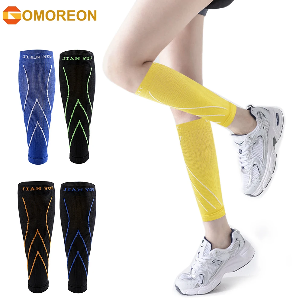1Pair Calf Compression Sleeves for Men and Women Football Leg Sleeve Footless Compression Sock for Running Cycling