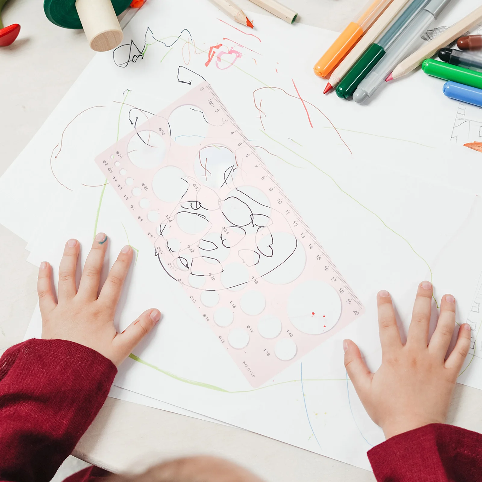 6Pcs Multi-Functional Geometric Drawing Templates Plastic Rulers Lightweight Stencils for Architecture