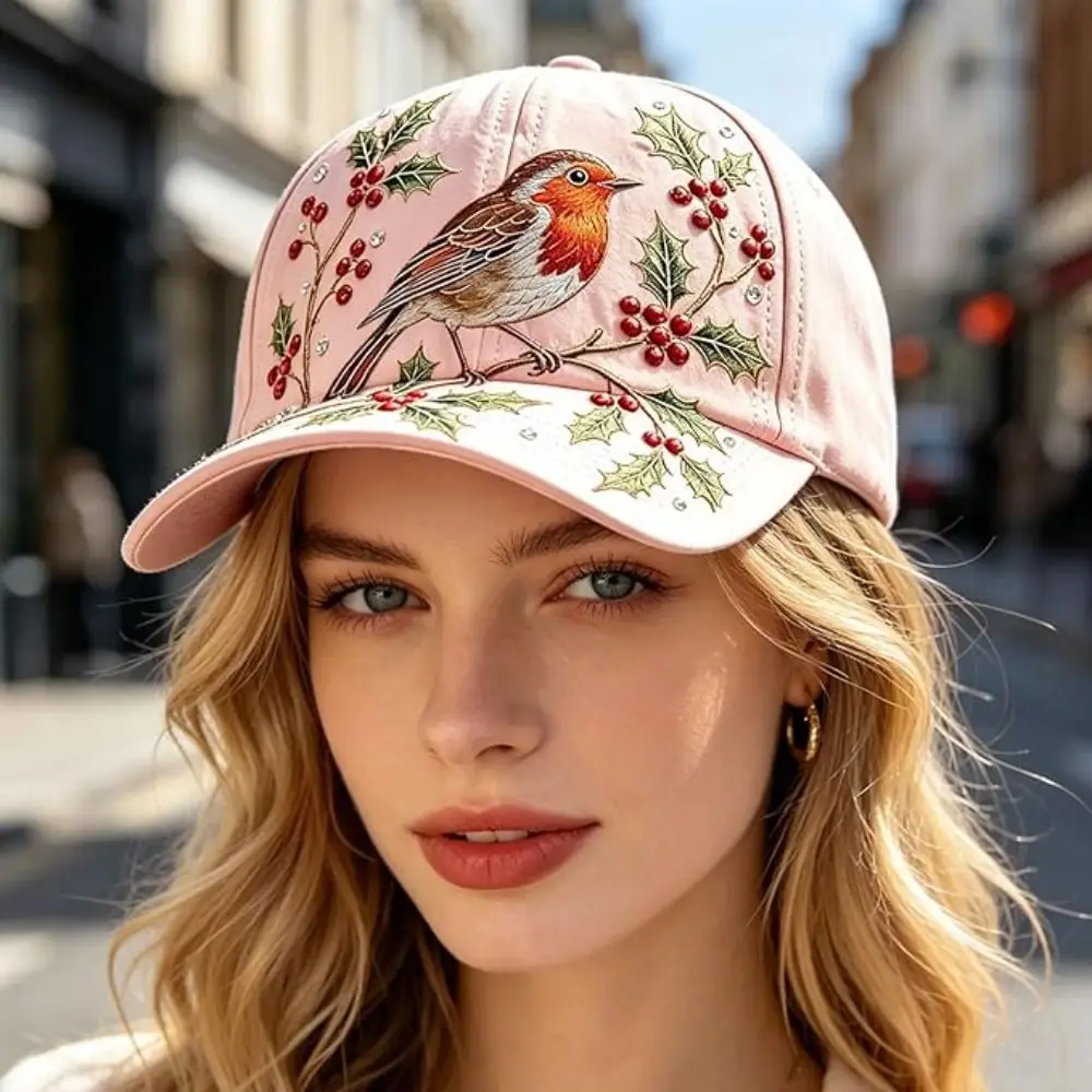 Breathable Garden Morning Cap Adjustable Soft Cotton Sports Sun Hat Animal Floral Pattern Hummingbird Flowers Baseball Cap