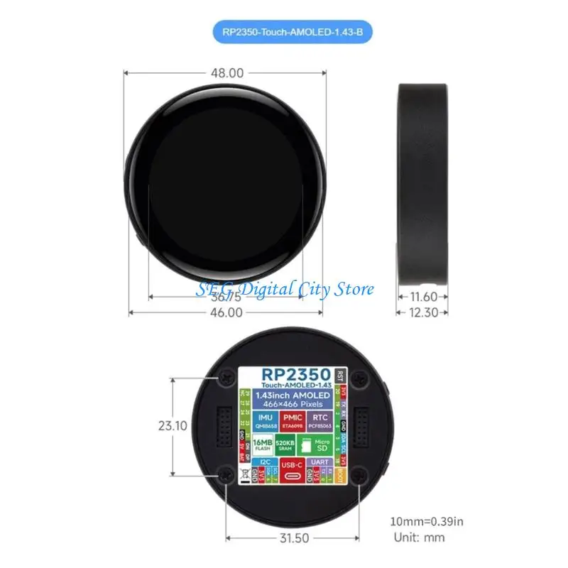 U75B 466X466 AMOLED Display Rudownictwo do wykrywania ruchu programowania