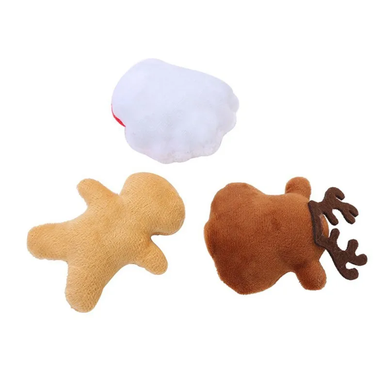 Pet Dog Toy Plush Chewing Toy Santa Elk Gingerbread Man Cat Dog Christmas Cartoon Dog Toy Puppy Teething Toys Pet Supplies