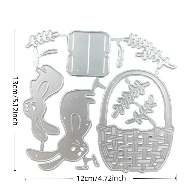 Cartoon Rabbit Flower Basket Frame 2024 New Arrivals Cutting Dies Metal Scrapbooking Decoration Embossed Photo Album Card