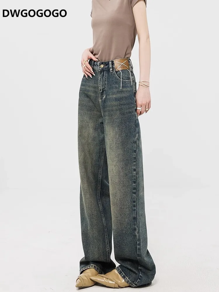 

2023 Autumn Baggy Jeans Blue Woman High Waist Vintage Streetwear Y2k Korean Fashion Denim Pants Straight Wide Leg Jeans Female