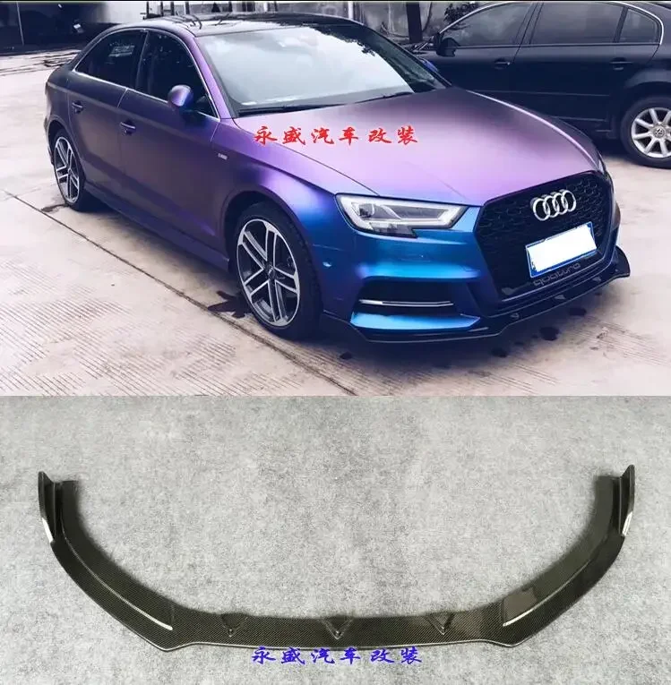 Real Carbon Fiber Front Lip Splitters Bumper Flaps Spoiler Cover For Audi A3 S3 RS3 Sline Sedan 2017 2018 2019 2020 2021