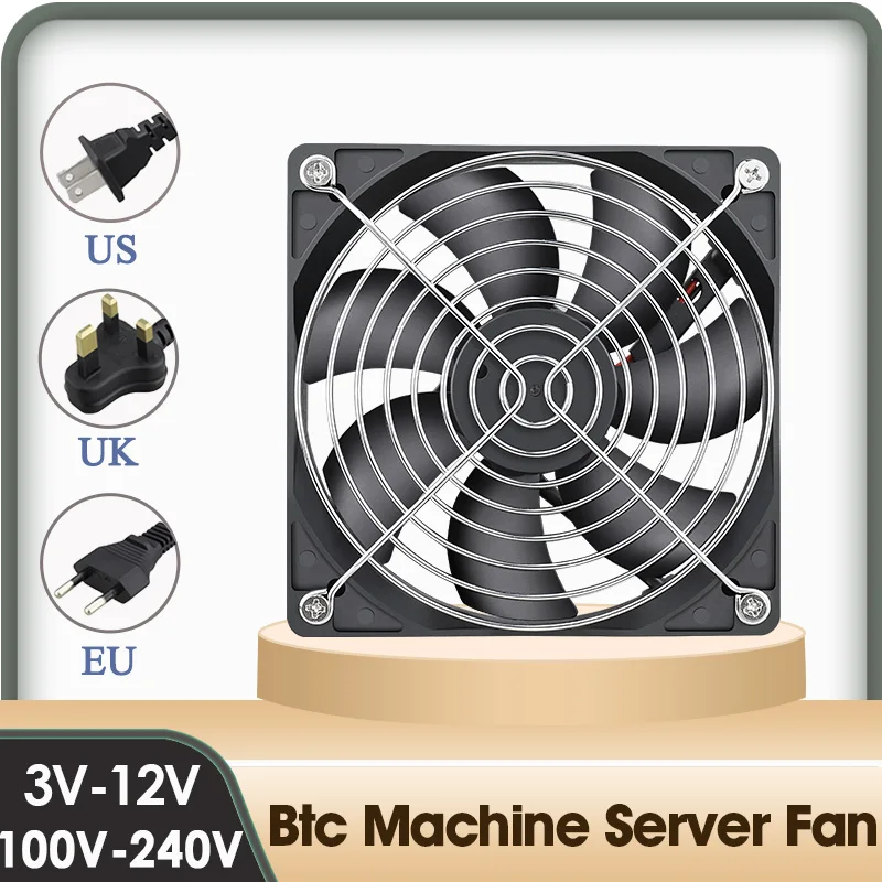 

Gdstime 120mm 12cm 3000RPM Cooling Fan 120x25mm DC 12V 220V Btc Mining Machine Chassis Exhaust Fan 12025 Server Fan W Controller