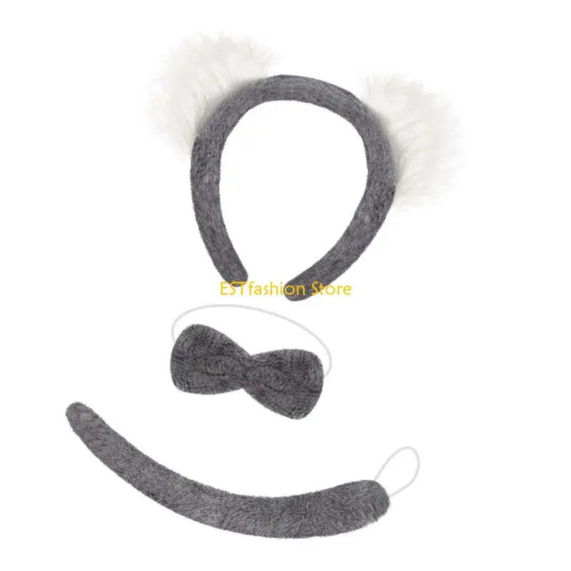 Accesorios vestuario y5gc koala orejas koala diadema Tail corbata cosplay disfraces Halloween