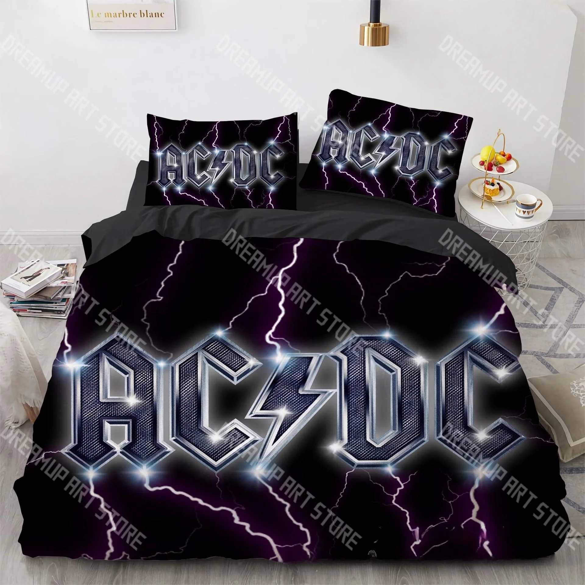 3D Print Ac Dc Music Band Bedding Set Twin Queen King Full Size Duvet Cover Pillowcase Bed boys girls Adult Home Textiles