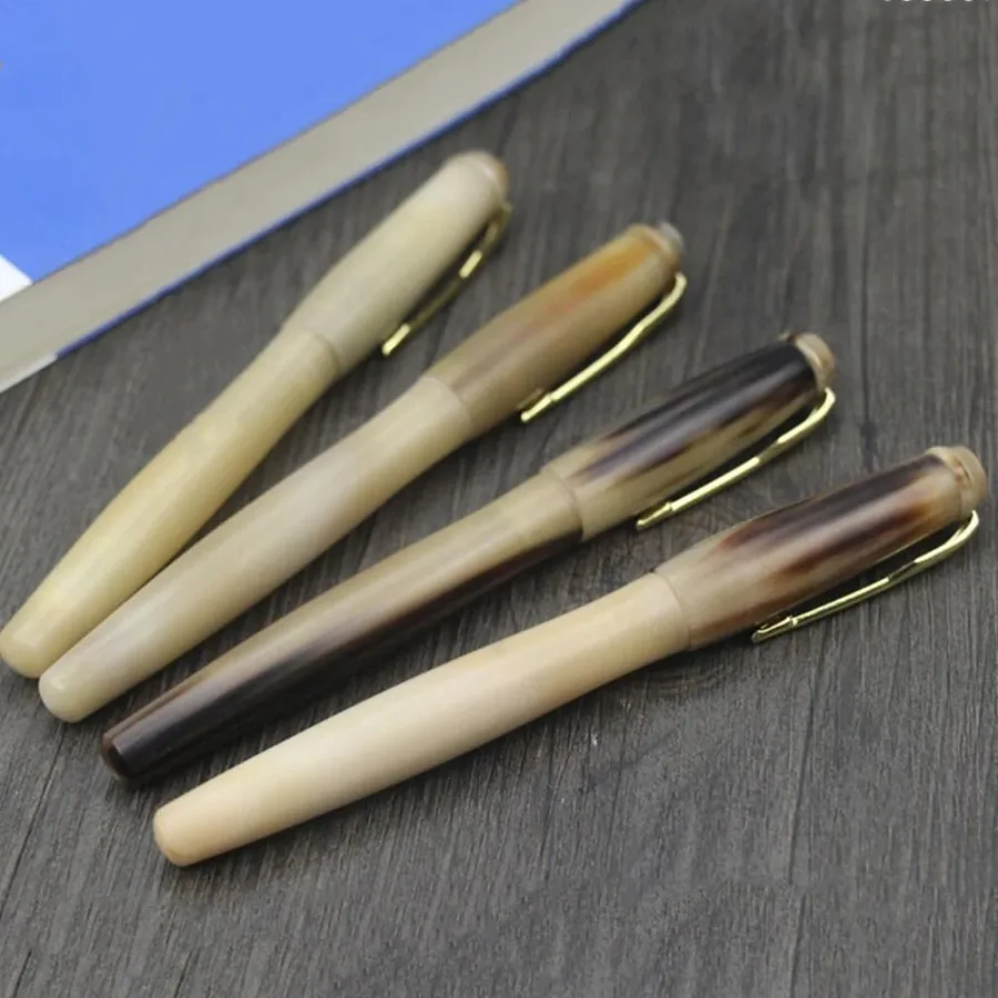 For HERO YLJ Exclusive Handmade Fountain Pen Natural Ox Horn Fine Nib 0.5mm Unique Gift Custom Office Business Collection